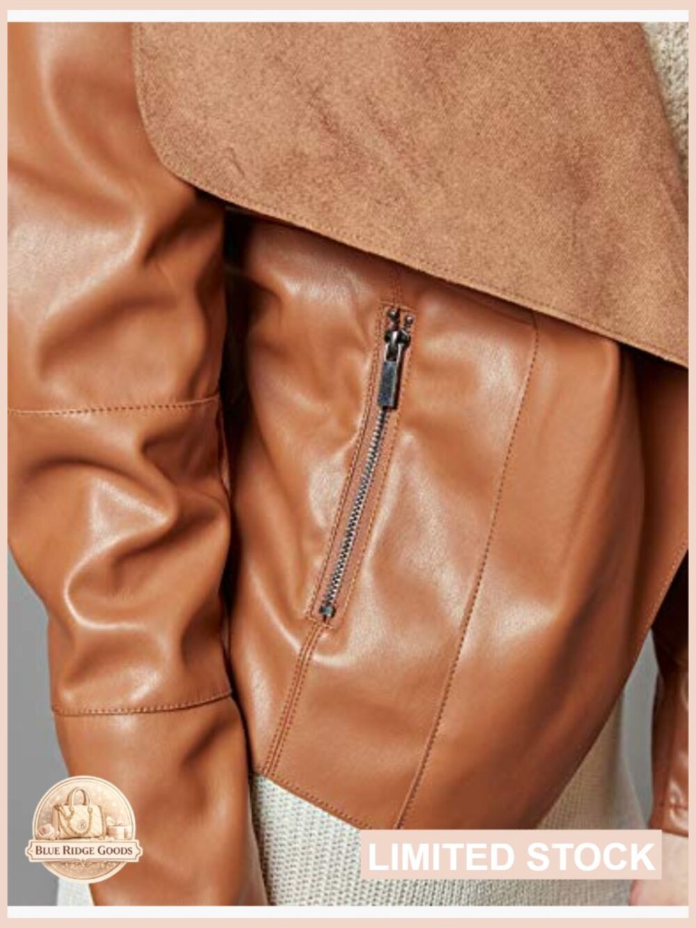 Faux Leather Blazer Jacket Slim Fit Open Front Lapel Chic Modern Style - Picture 5 of 7